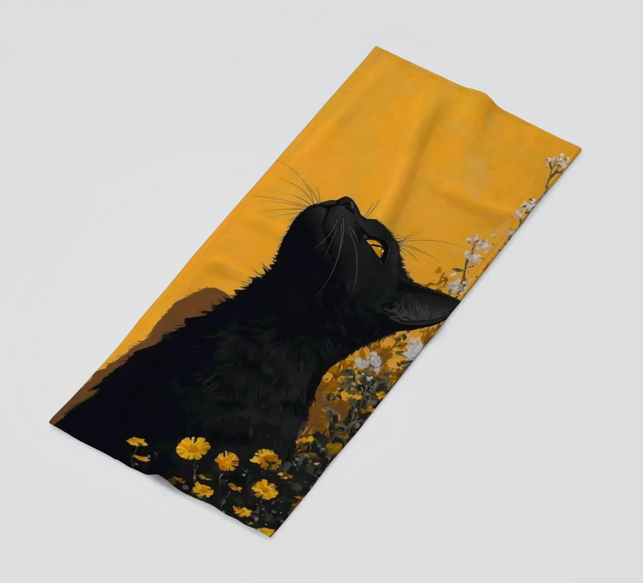 cat in yellow background telo mare da carsa