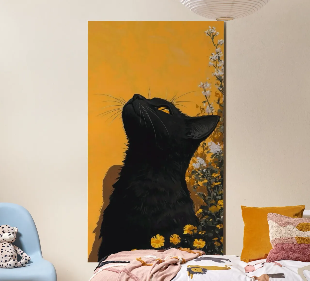 cat in yellow background alluminio dibond da carsa