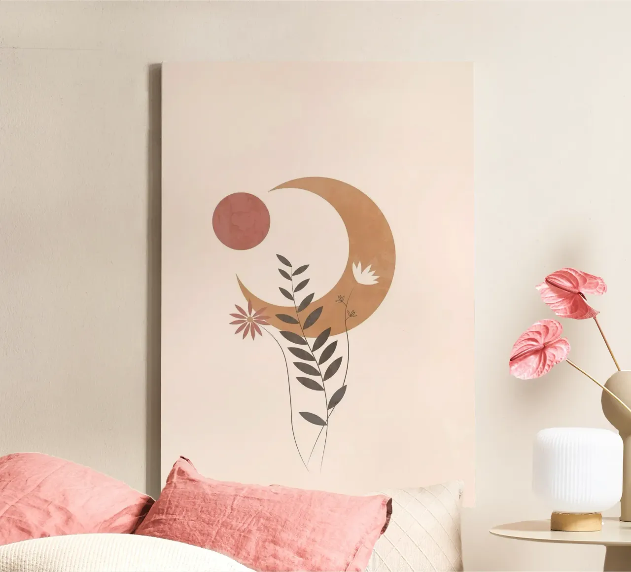 moon and branch Leinwand mit Schattenfugenrahmen von carsa