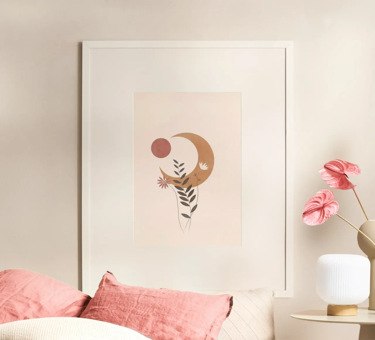 moon and branch poster con telaio in legno da carsa