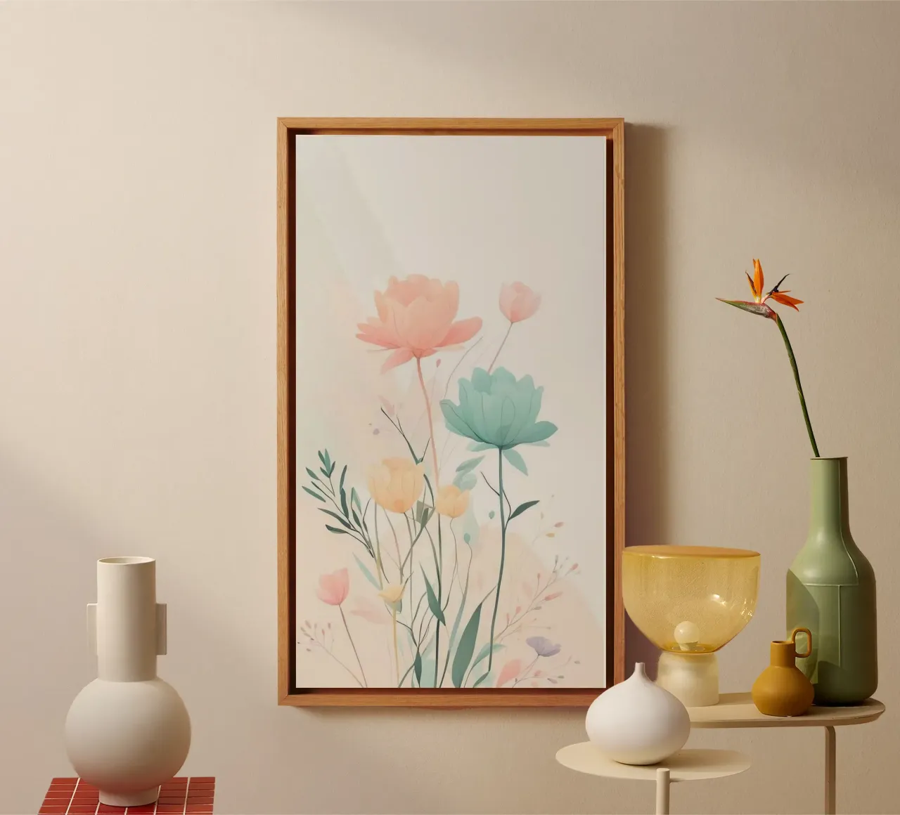 gradient flower canvas with Floater frame by kichin