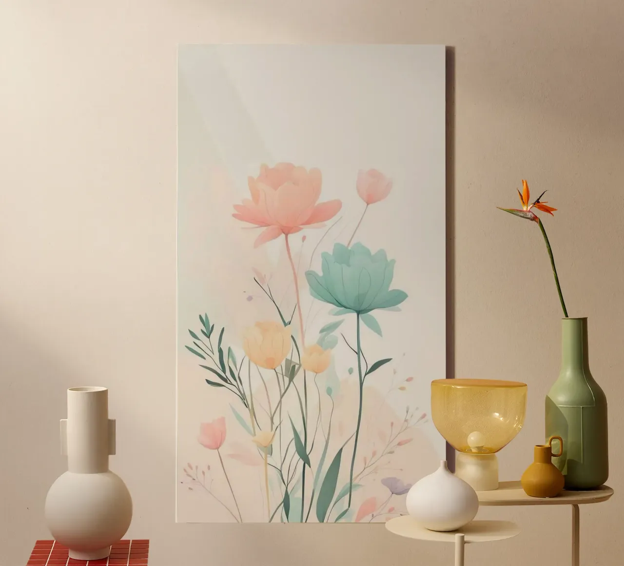 gradient flower canvas with Floater frame by kichin