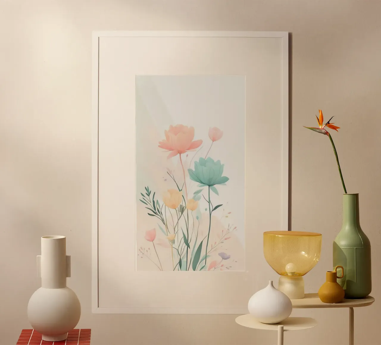gradient flower poster con telaio in plastica da kichin