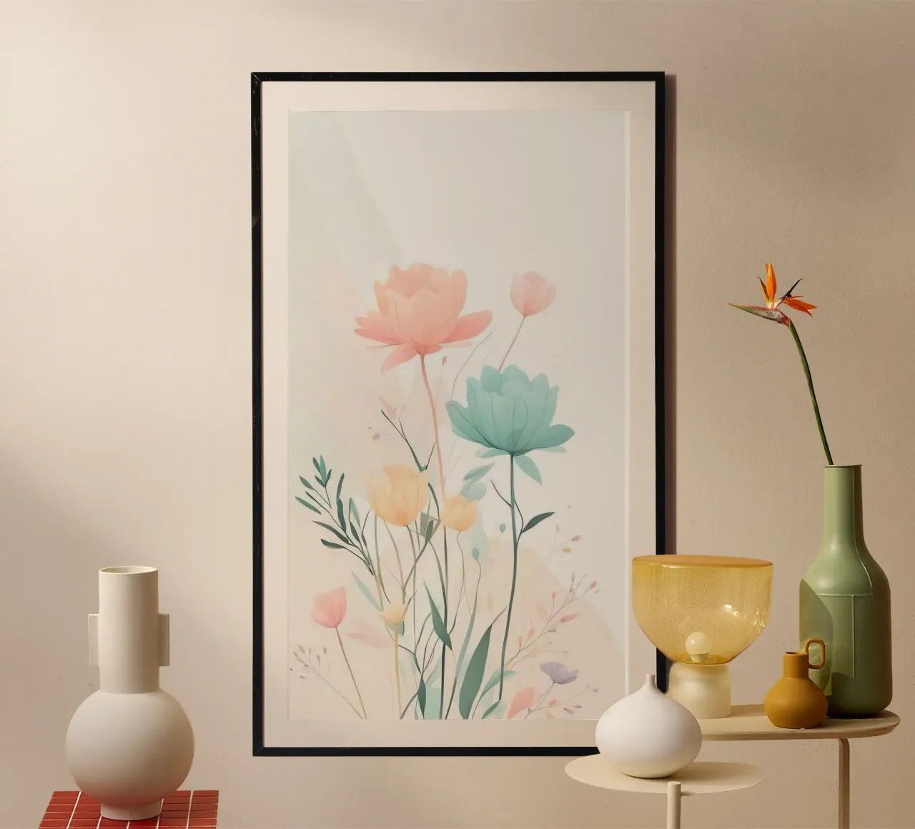 gradient flower poster con telaio in plastica da kichin