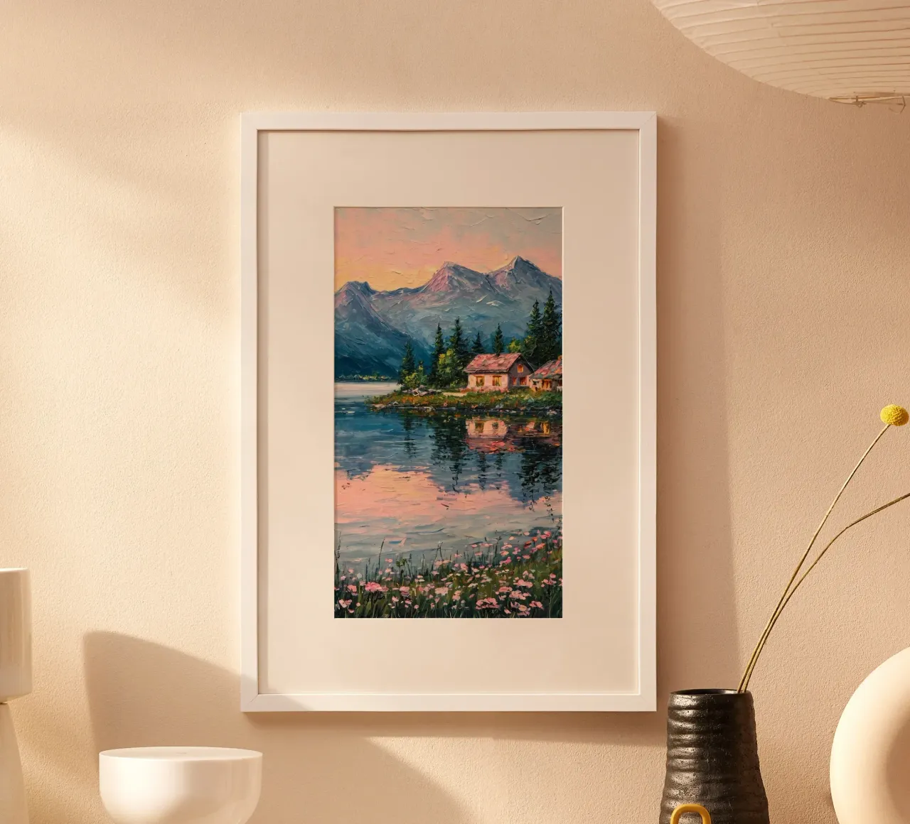 reflect village on lake poster da carsa