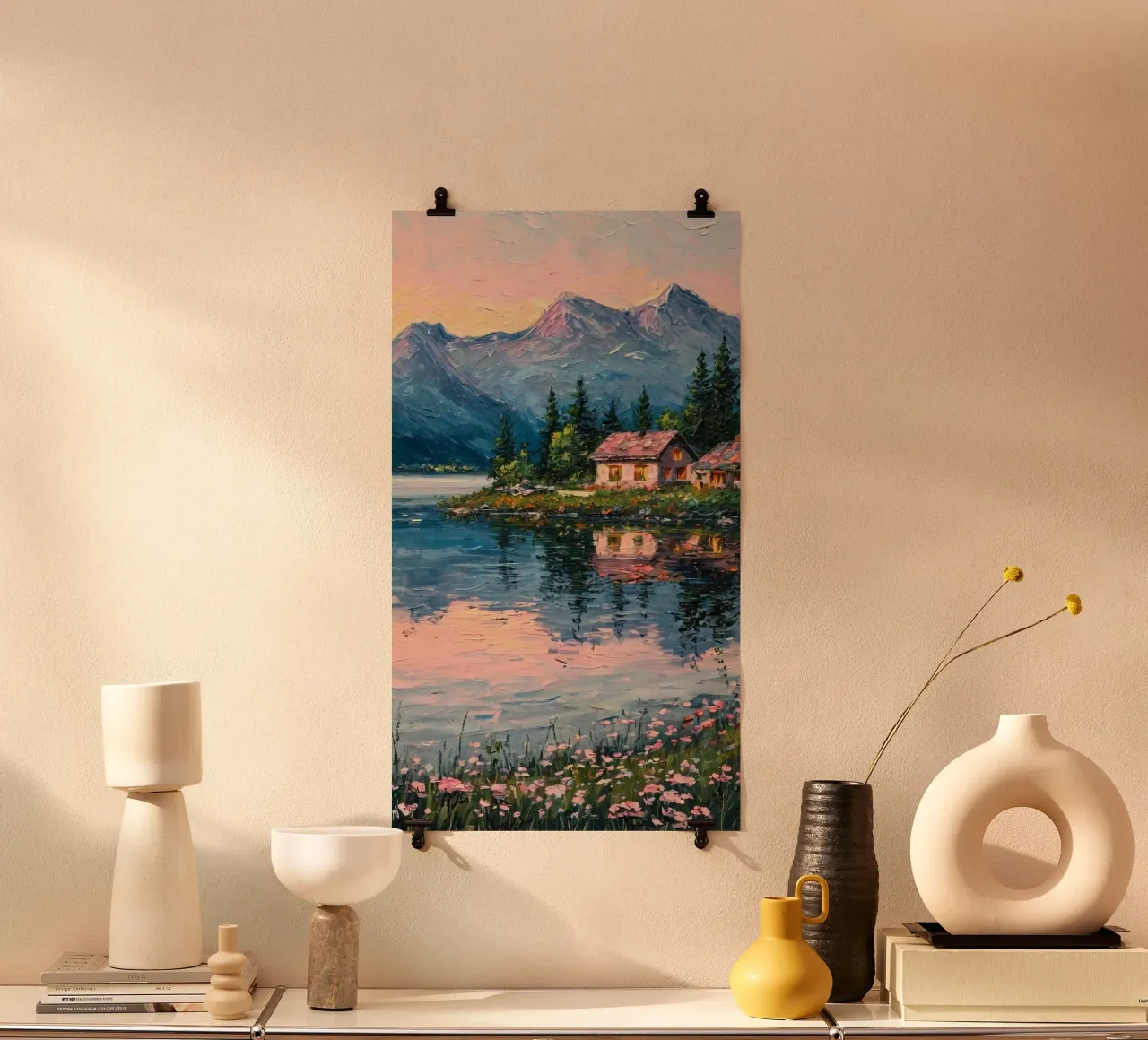 reflect village on lake poster da carsa