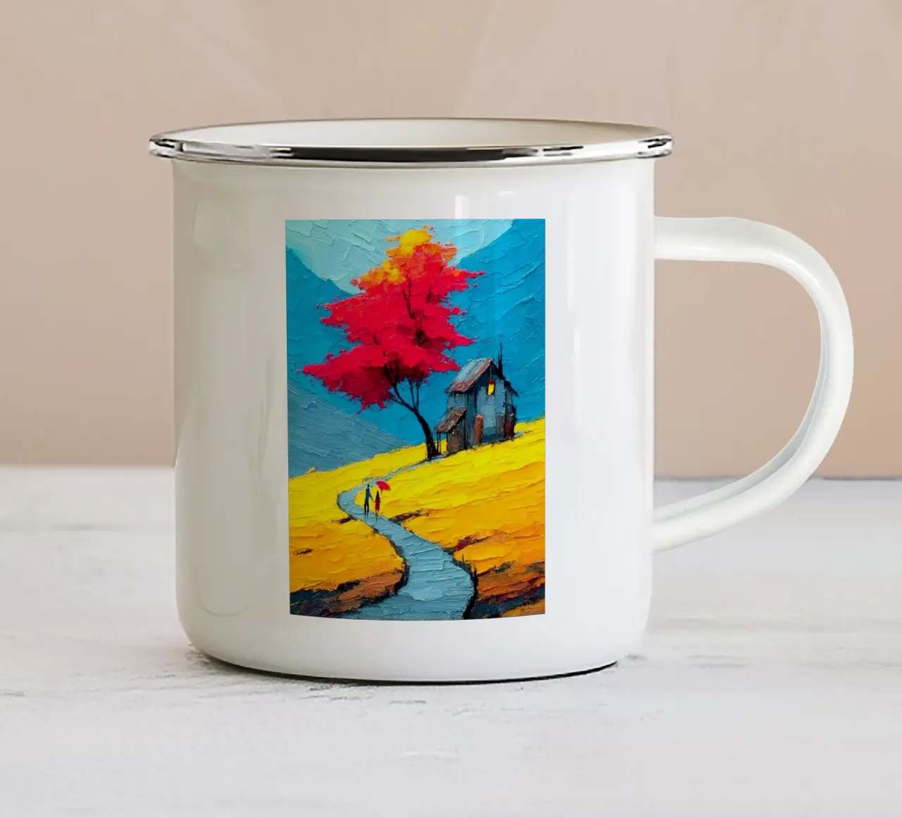 come home in curve road tazza in smalto da carsa
