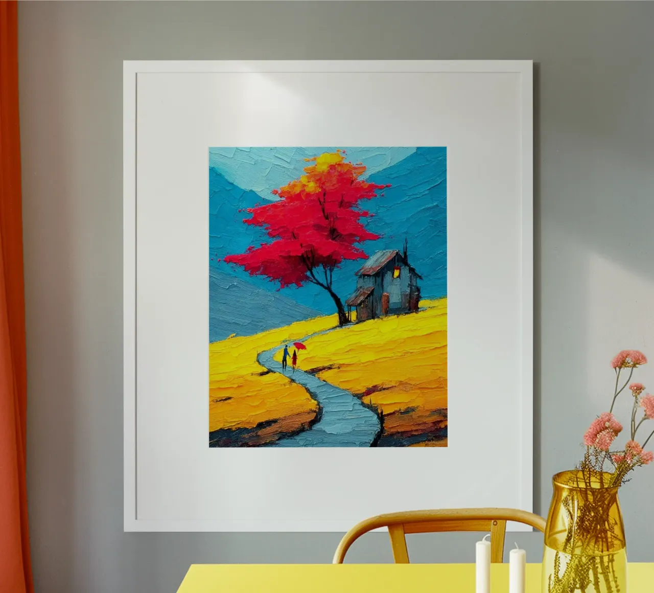 come home in curve road poster con telaio in alluminio da carsa