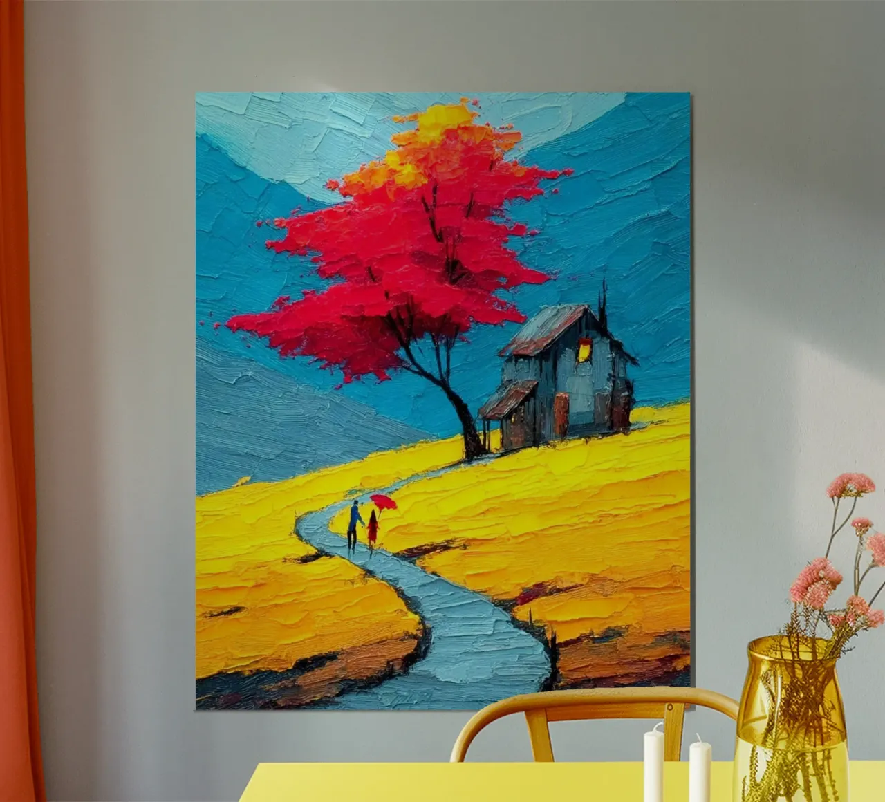 come home in curve road poster con telaio in alluminio da carsa