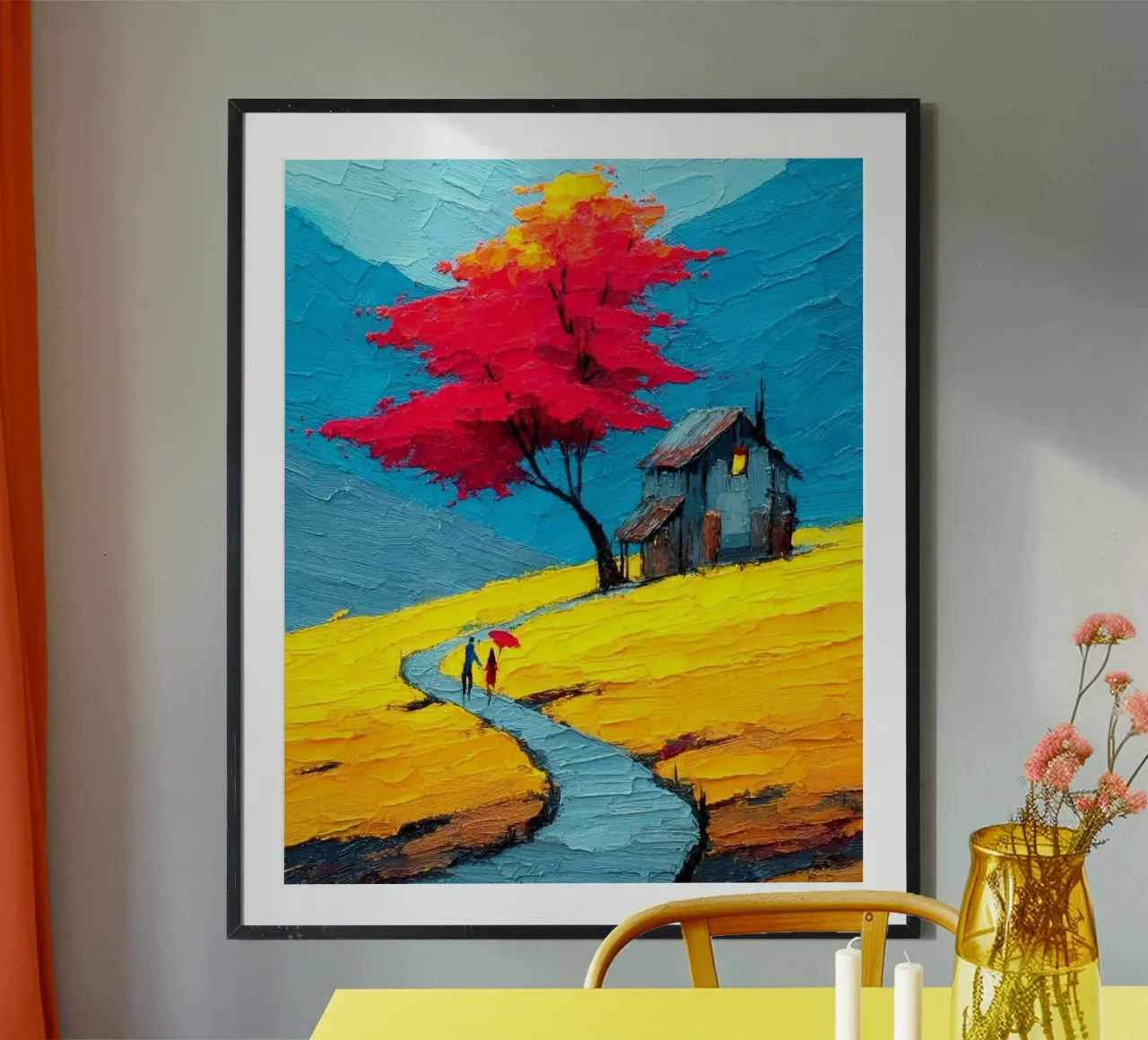 come home in curve road poster con telaio in alluminio da carsa