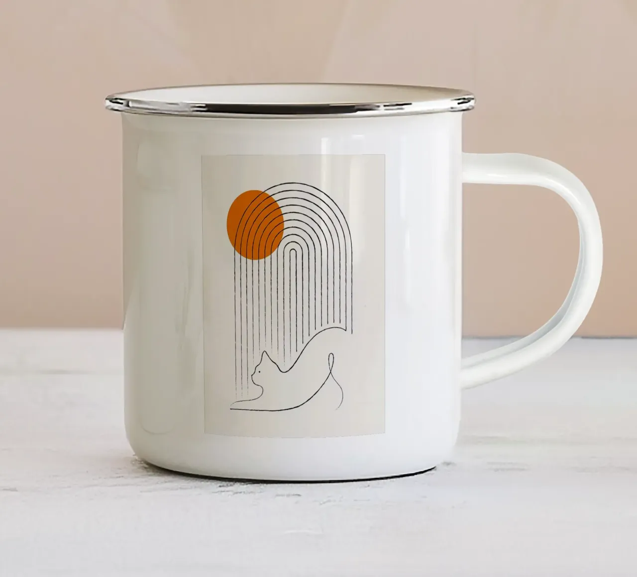 cat in sunrise tazza in smalto da kichin