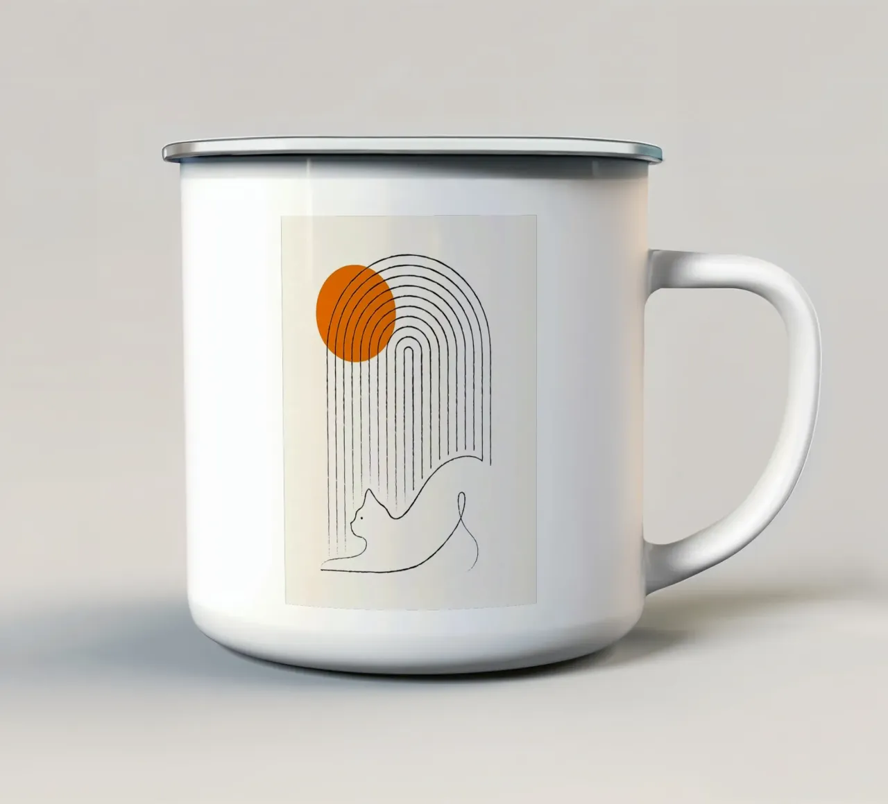 cat in sunrise tazza in smalto da kichin