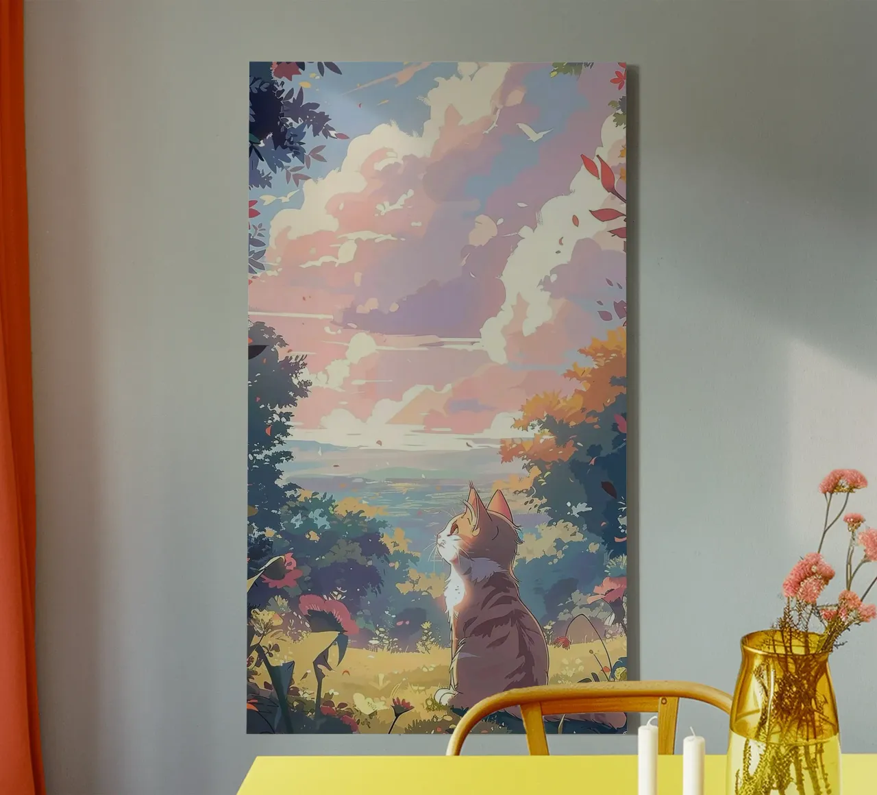 cat viewing sunshine tela con Cornice a cassetta da kichin