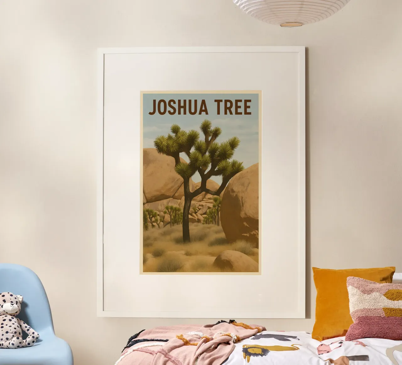 Joshua Tree - Vintage poster con telaio in legno da WildTravelArt