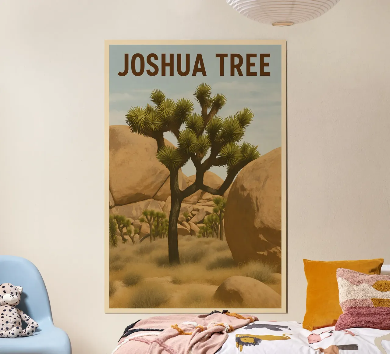 Joshua Tree - Vintage poster con telaio in legno da WildTravelArt