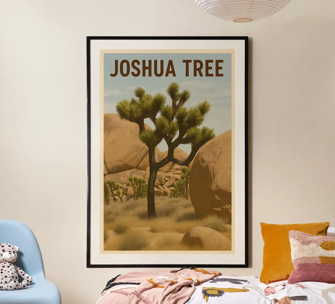 Joshua Tree - Vintage poster con telaio in legno da WildTravelArt