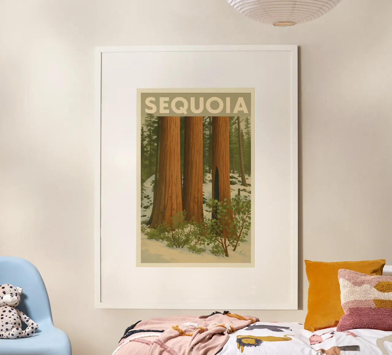 Sequoia - Vintage poster con telaio in legno da WildTravelArt