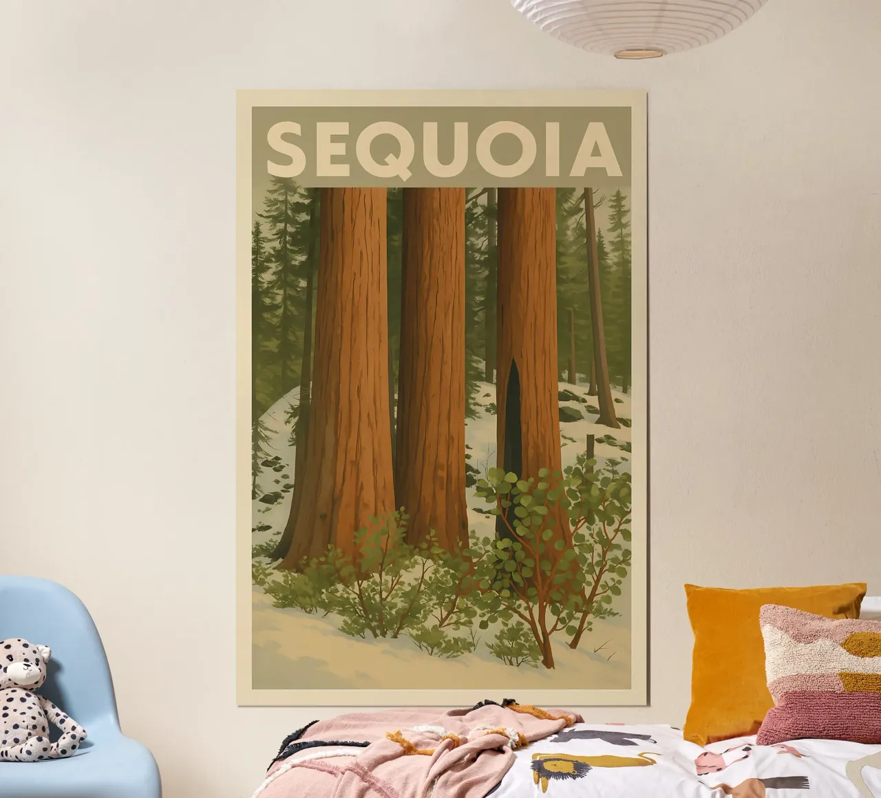 Sequoia - Vintage poster con telaio in legno da WildTravelArt