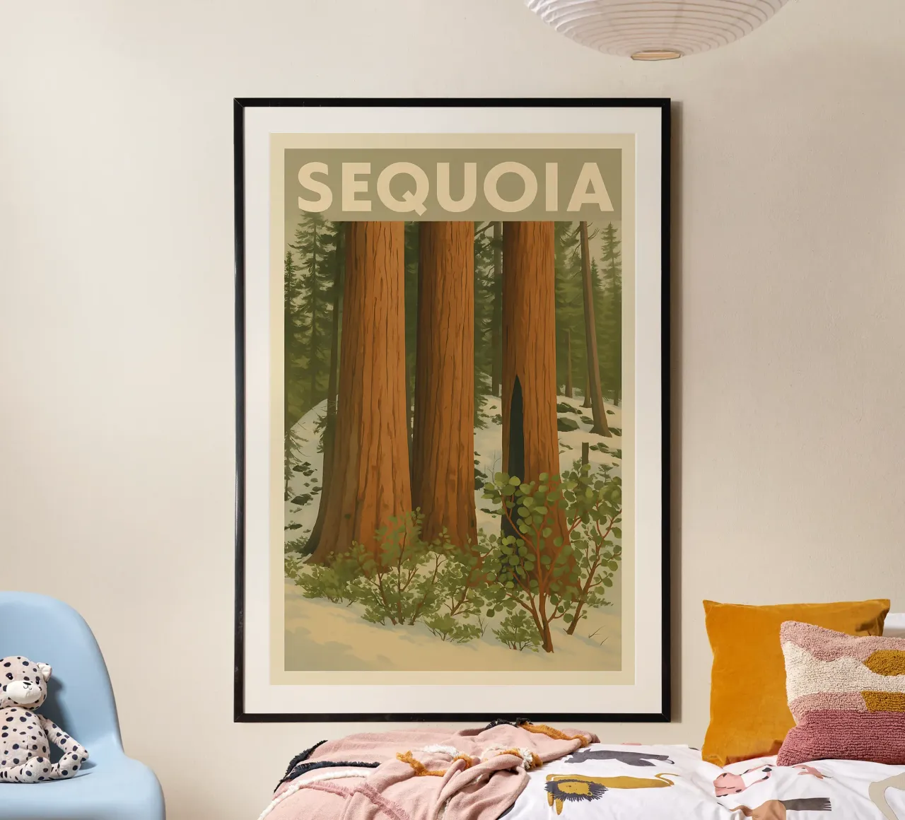 Sequoia - Vintage poster con telaio in legno da WildTravelArt