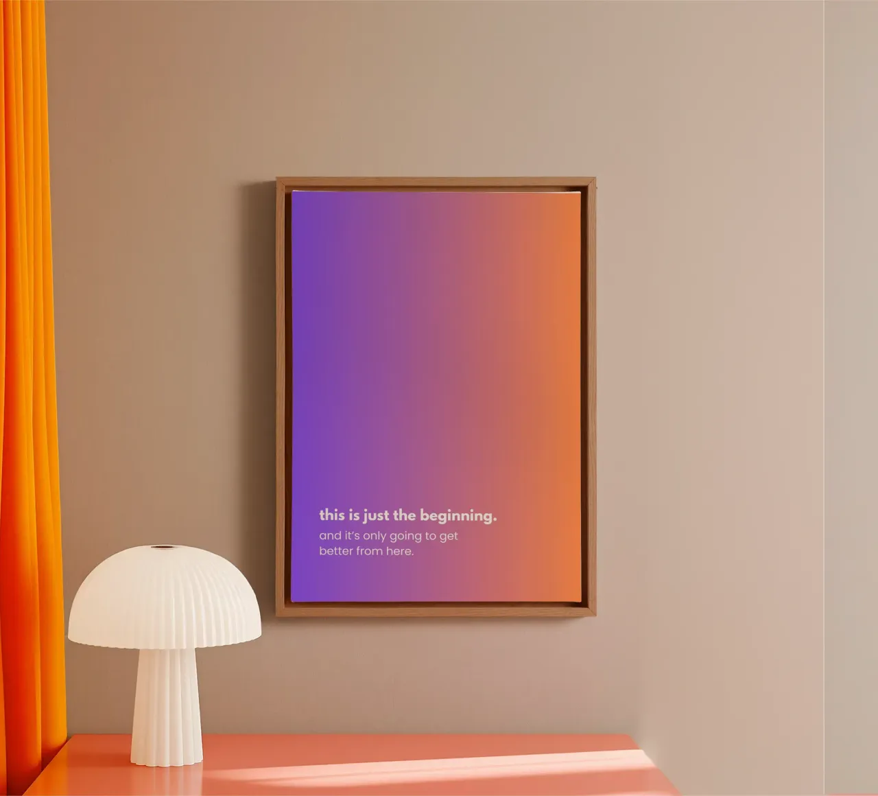 Minimalistisch gradiëntontwerp: Dit is nog maar het begin canvas met Baklijst van alexia.gmp