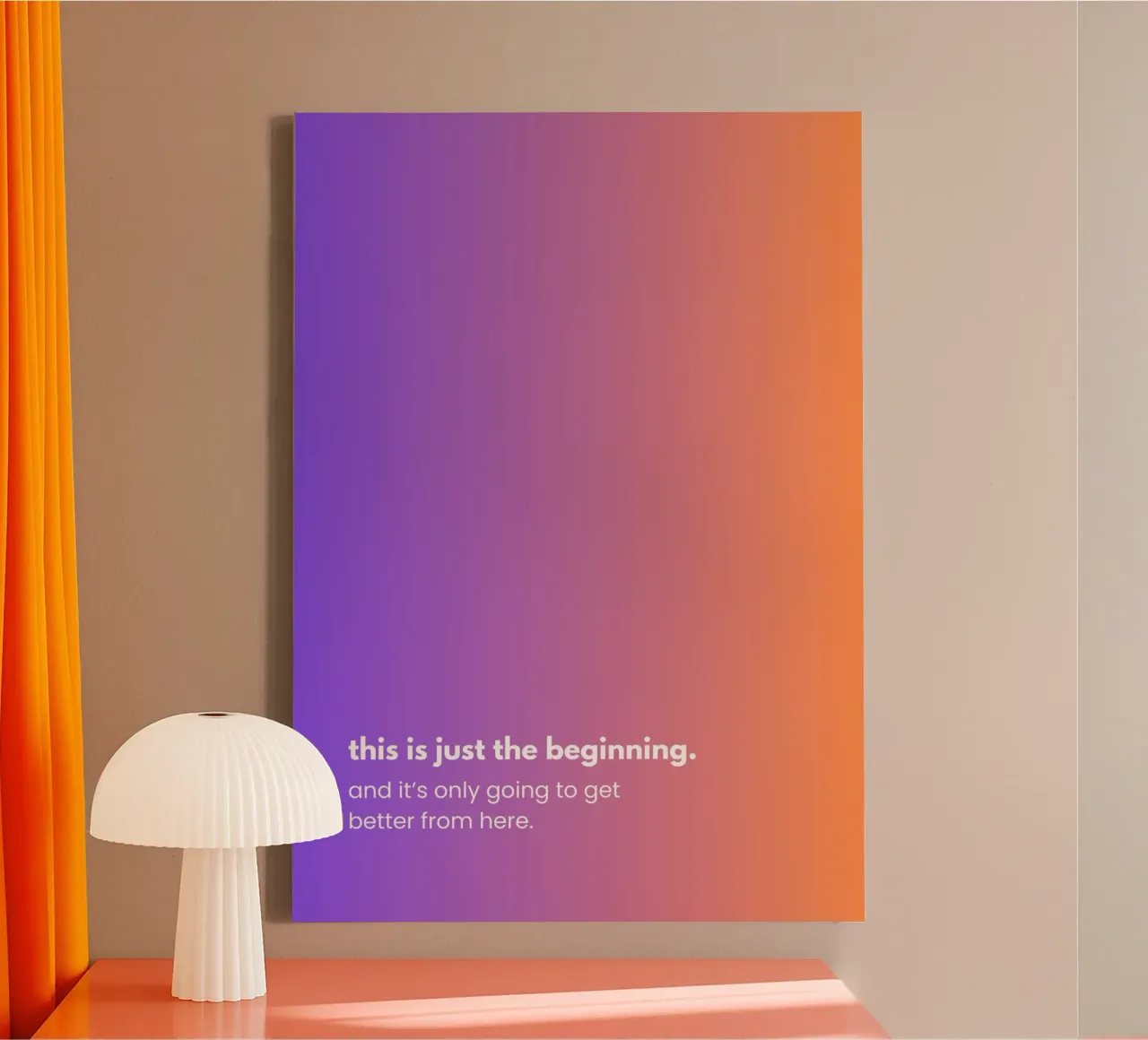 Minimalistisch gradiëntontwerp: Dit is nog maar het begin canvas met Baklijst van alexia.gmp