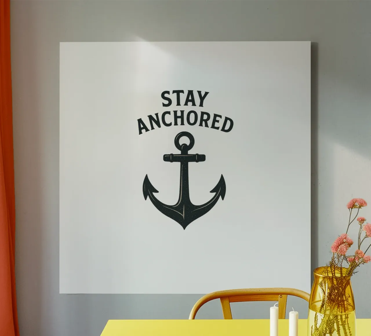 Blijf geankerd - Vintage Anker im Retro Ontwerp canvas met Baklijst van Fies&Fein