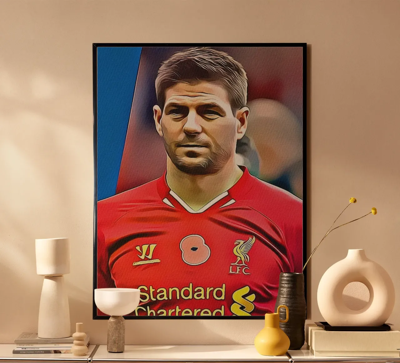 Steven Gerrard poster con telaio in alluminio da dan band