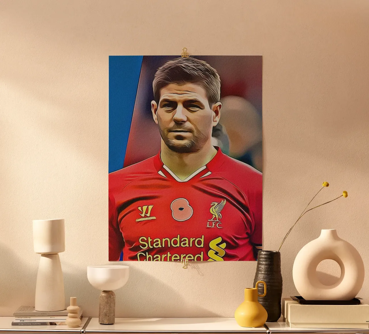 Steven Gerrard poster con telaio in alluminio da dan band