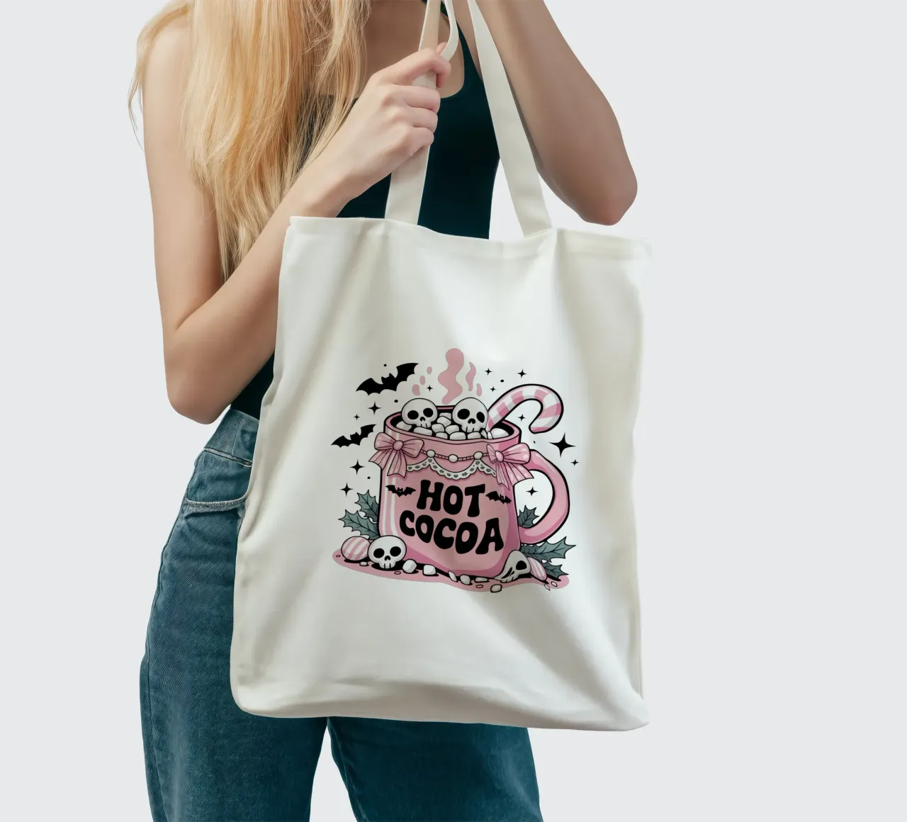 Pastel Goth Cocoa borsa in juta da Sasyall Graphics