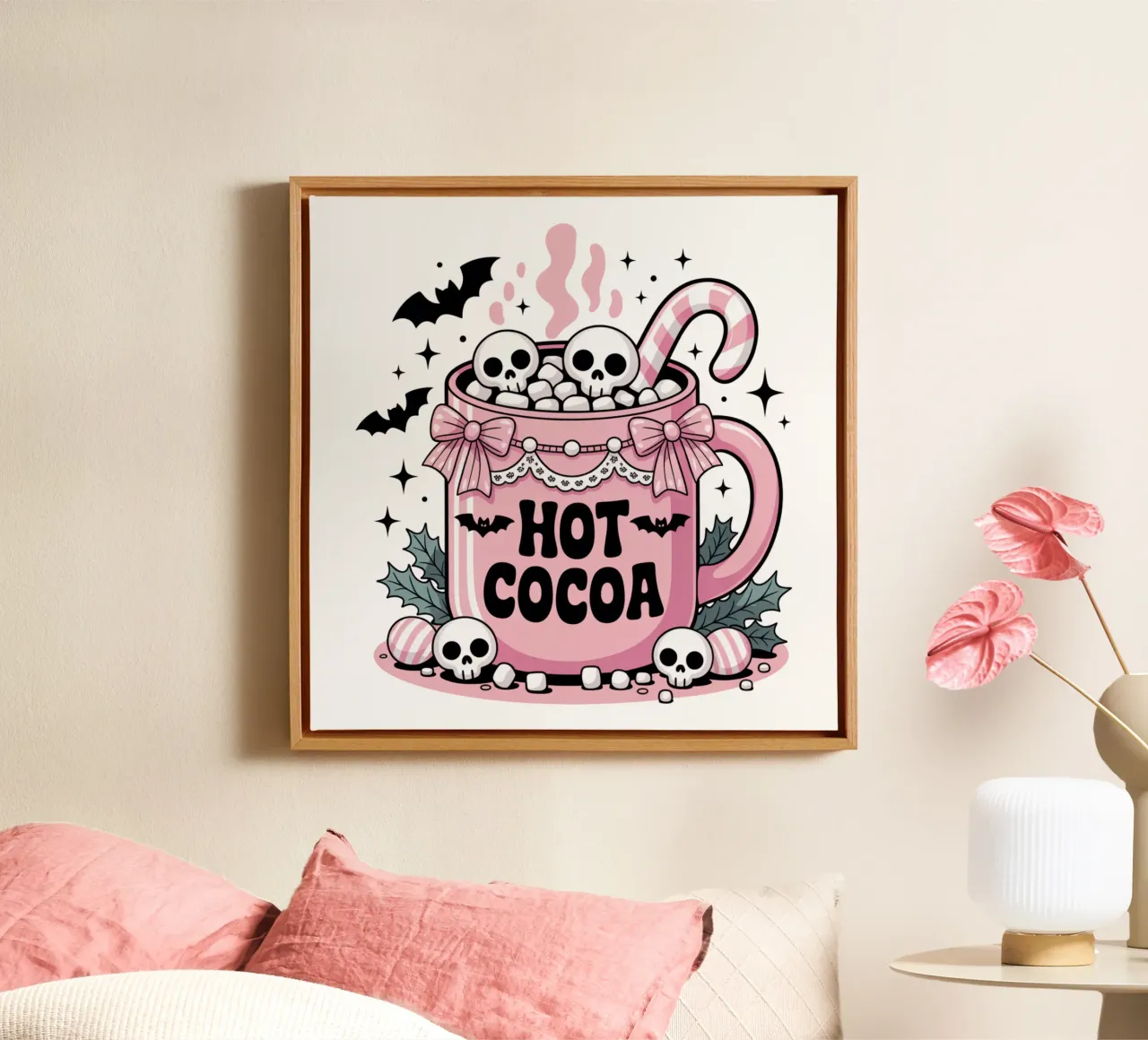 Pastel Goth Cocoa Leinwand mit Schattenfugenrahmen von Sasyall Graphics