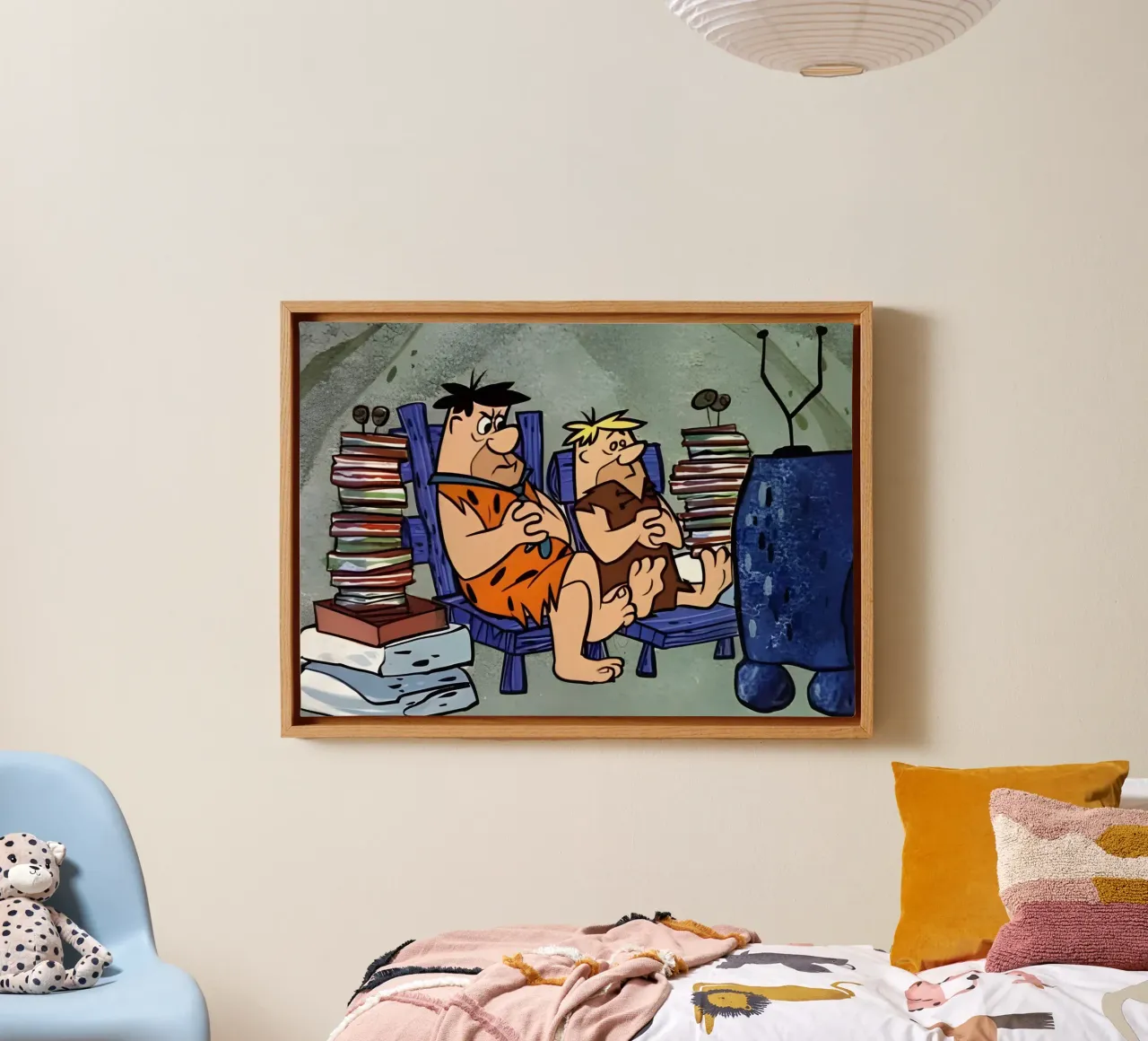 The Flintstones canvas met Baklijst van Low poly art