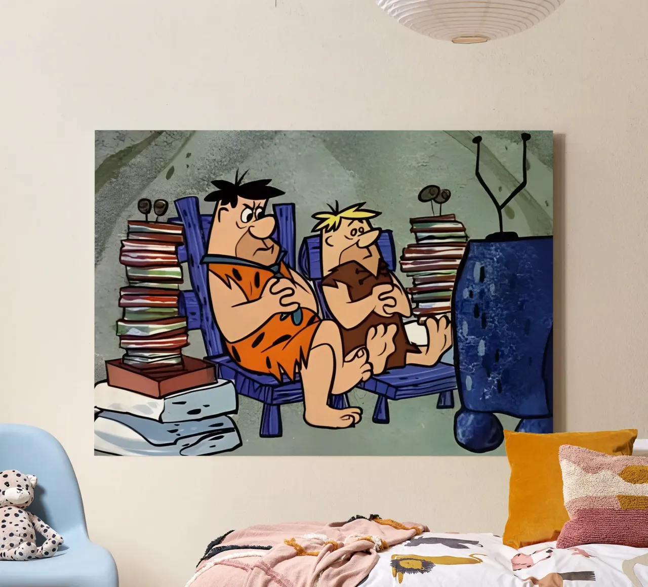 The Flintstones canvas met Baklijst van Low poly art