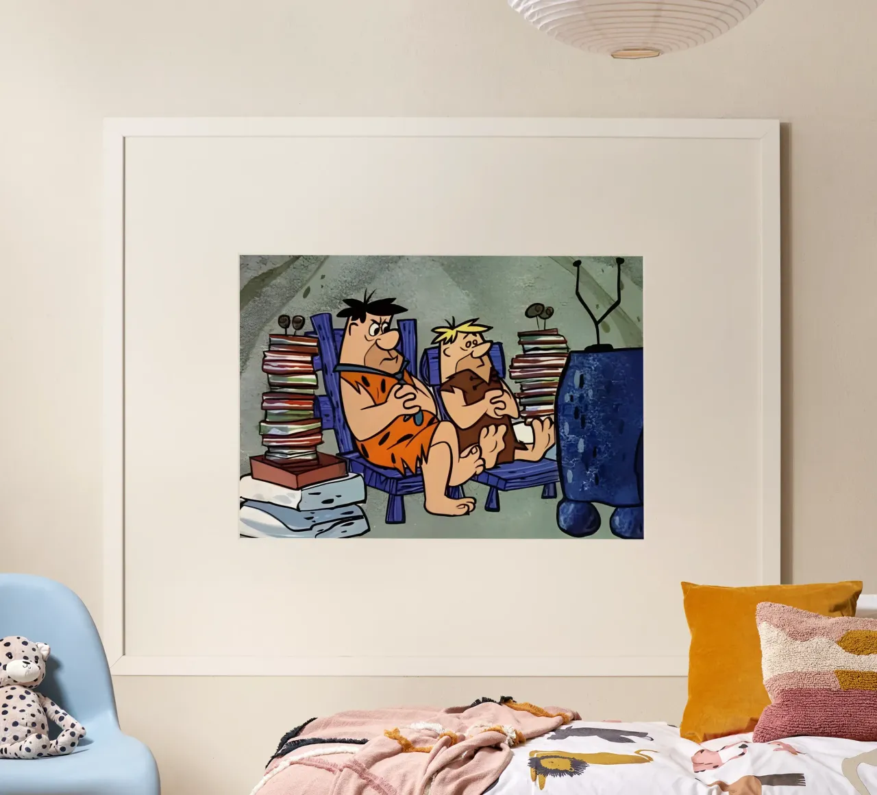 The Flintstones poster con telaio in plastica da Low poly art