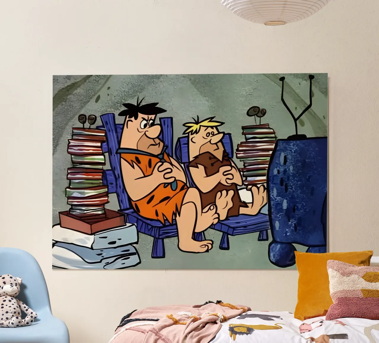 The Flintstones poster con telaio in plastica da Low poly art