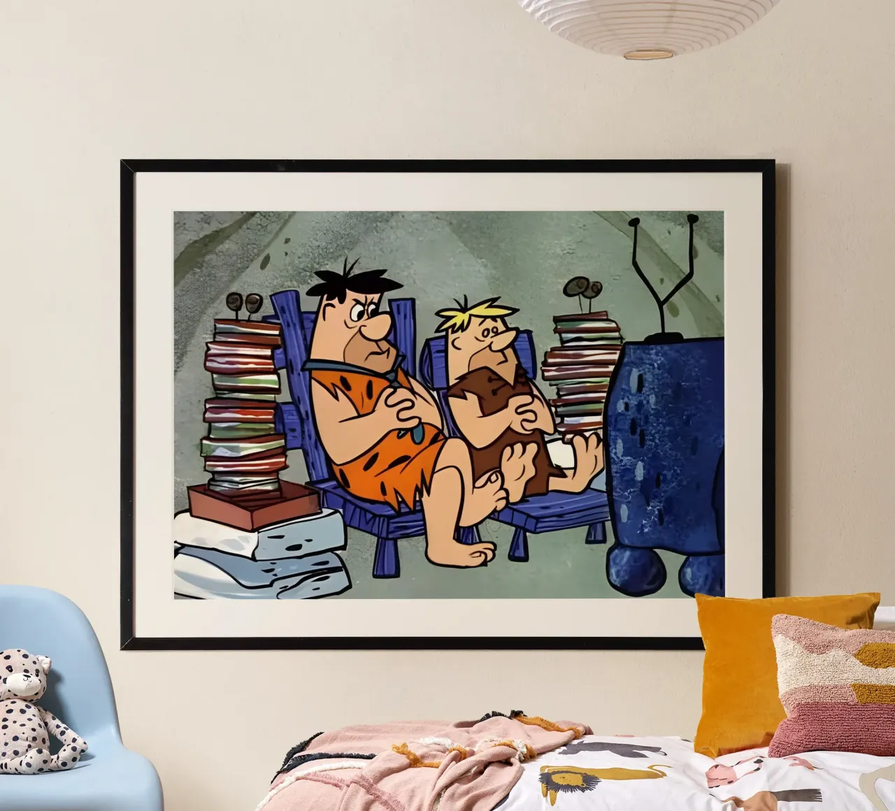 The Flintstones poster con telaio in plastica da Low poly art