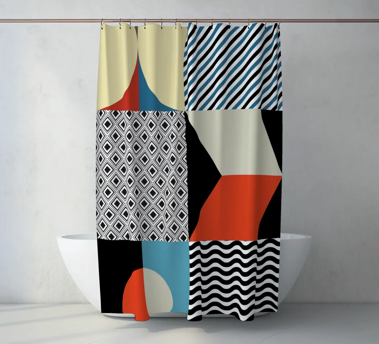 Retro Pattern Bizarre tenda da doccia da Little Dean