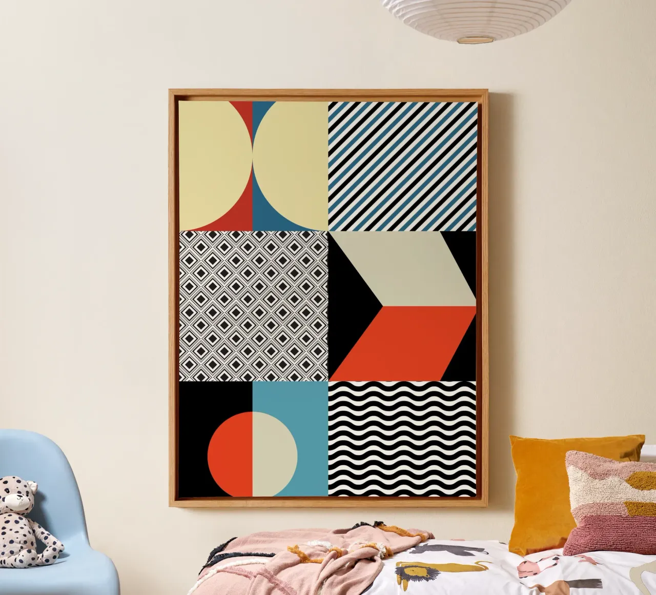 Retro Pattern Bizarre canvas with Floater frame by Little Dean