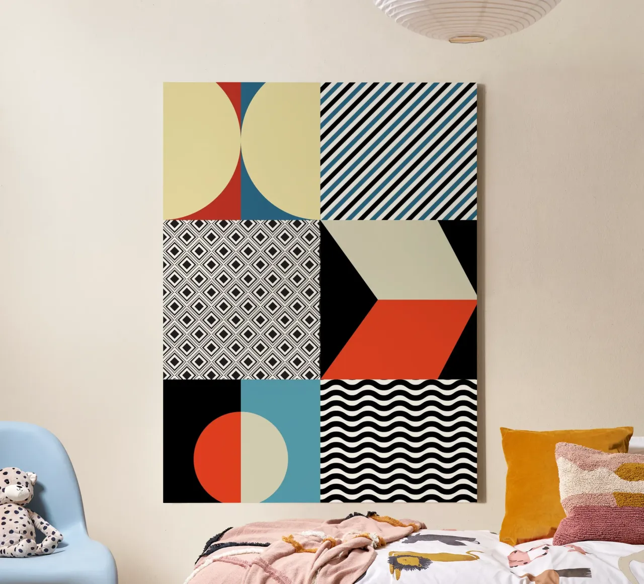 Retro Pattern Bizarre canvas with Floater frame by Little Dean