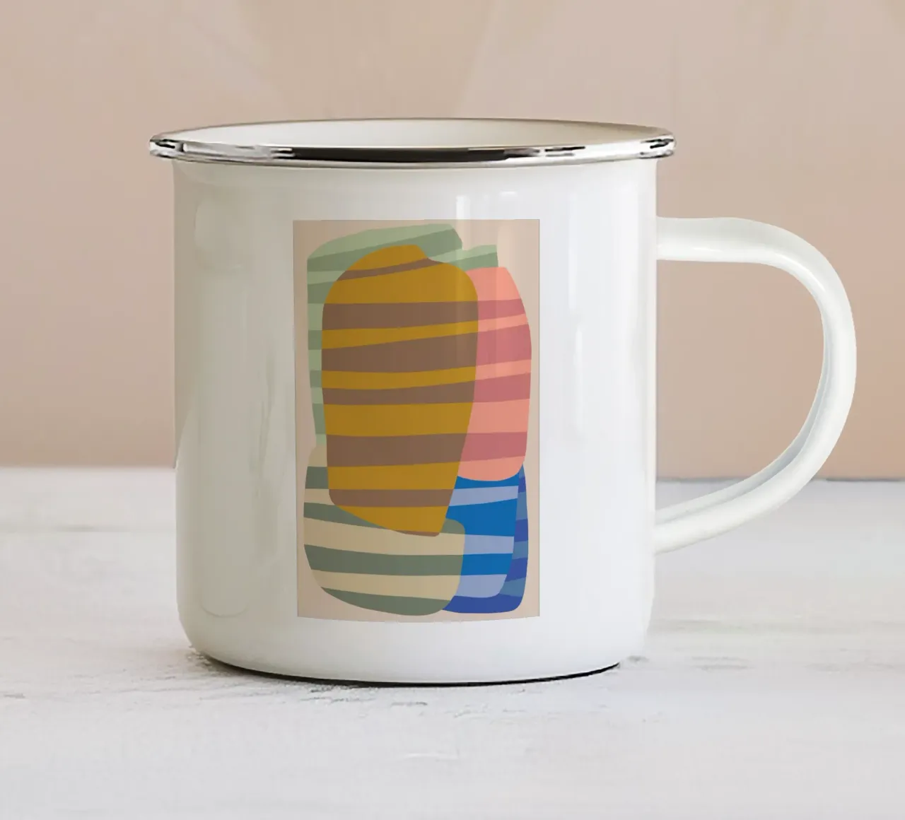 Stripe pattern layering enamel mug by Little Dean