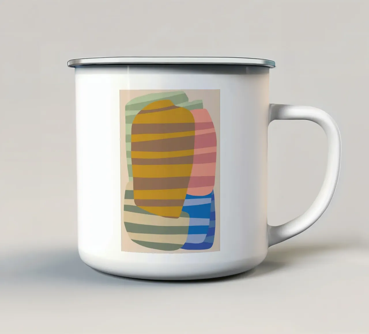 Stripe pattern layering enamel mug by Little Dean