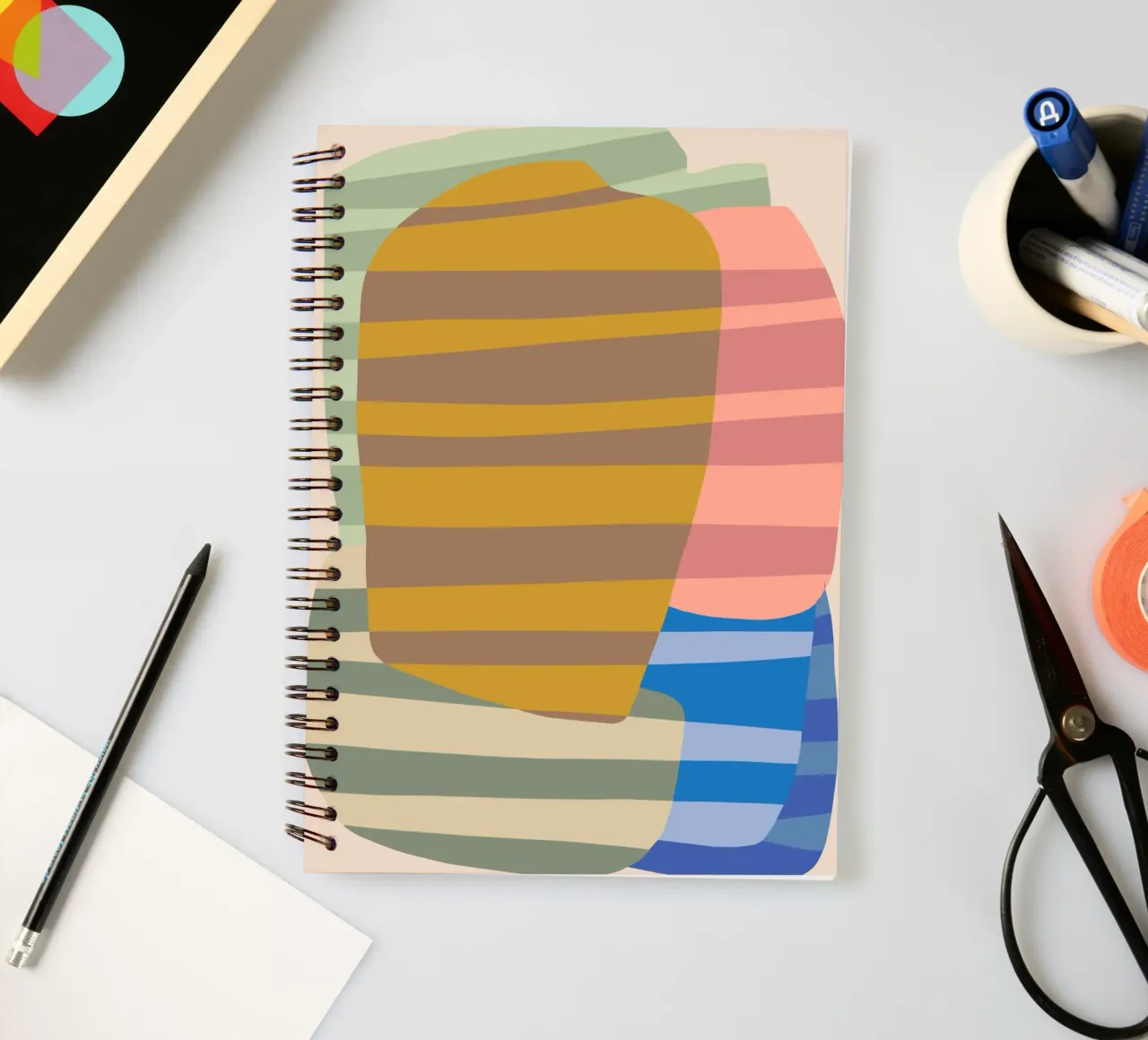 Stripe pattern layering spiral notebook by Little Dean