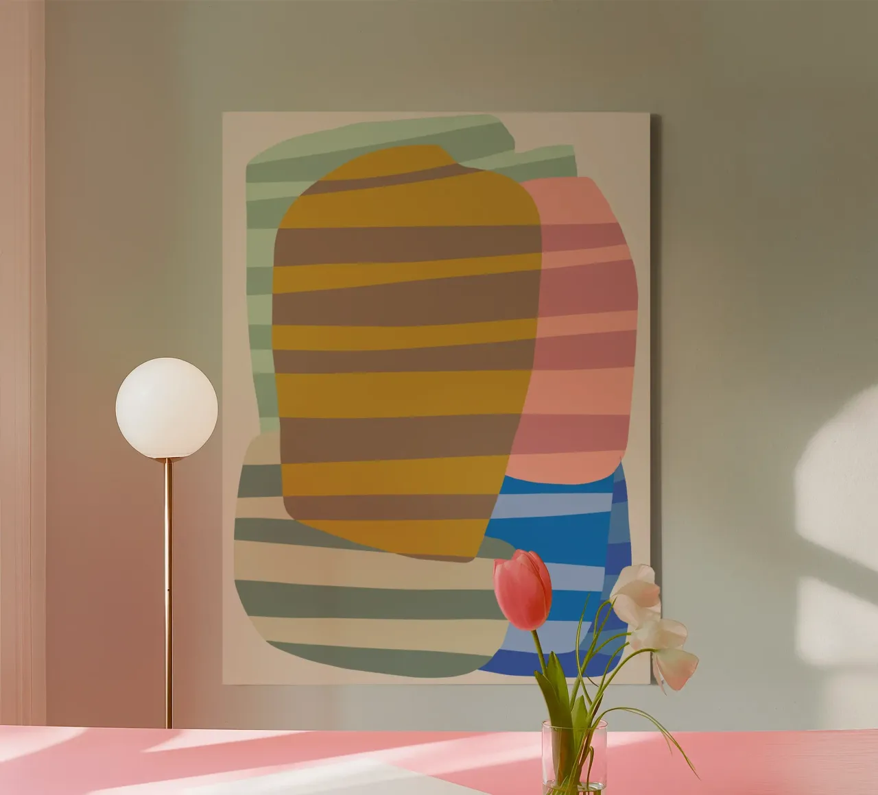 Streeppatroon gelaagdheid canvas met Baklijst van Little Dean