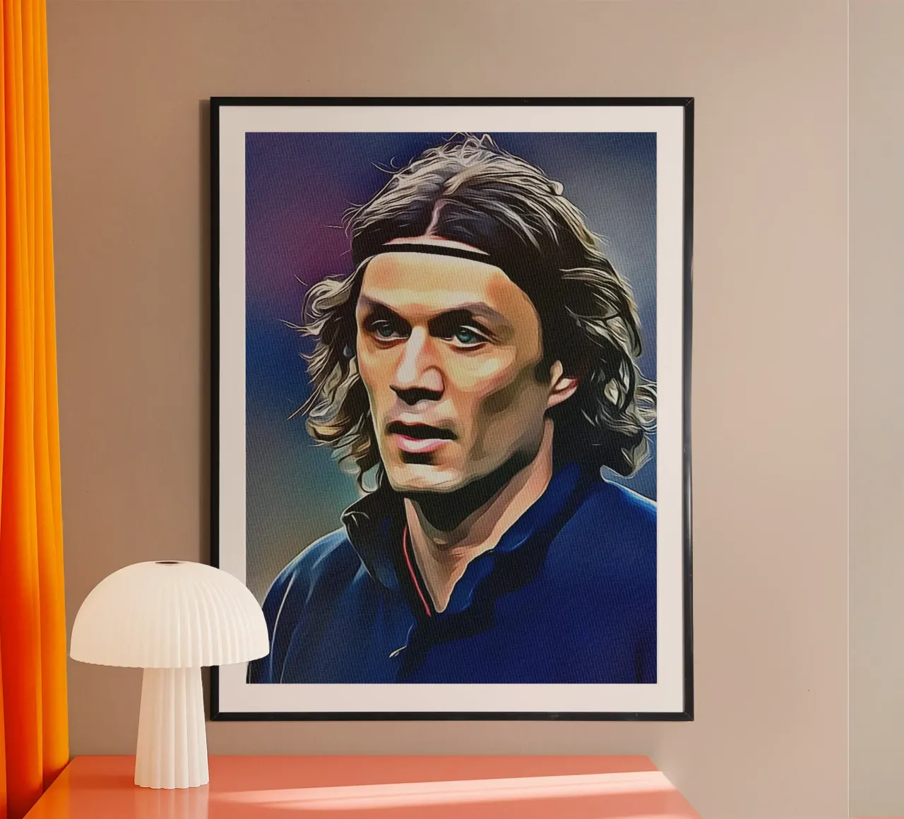 Paolo Maldini poster con telaio in legno da dan band