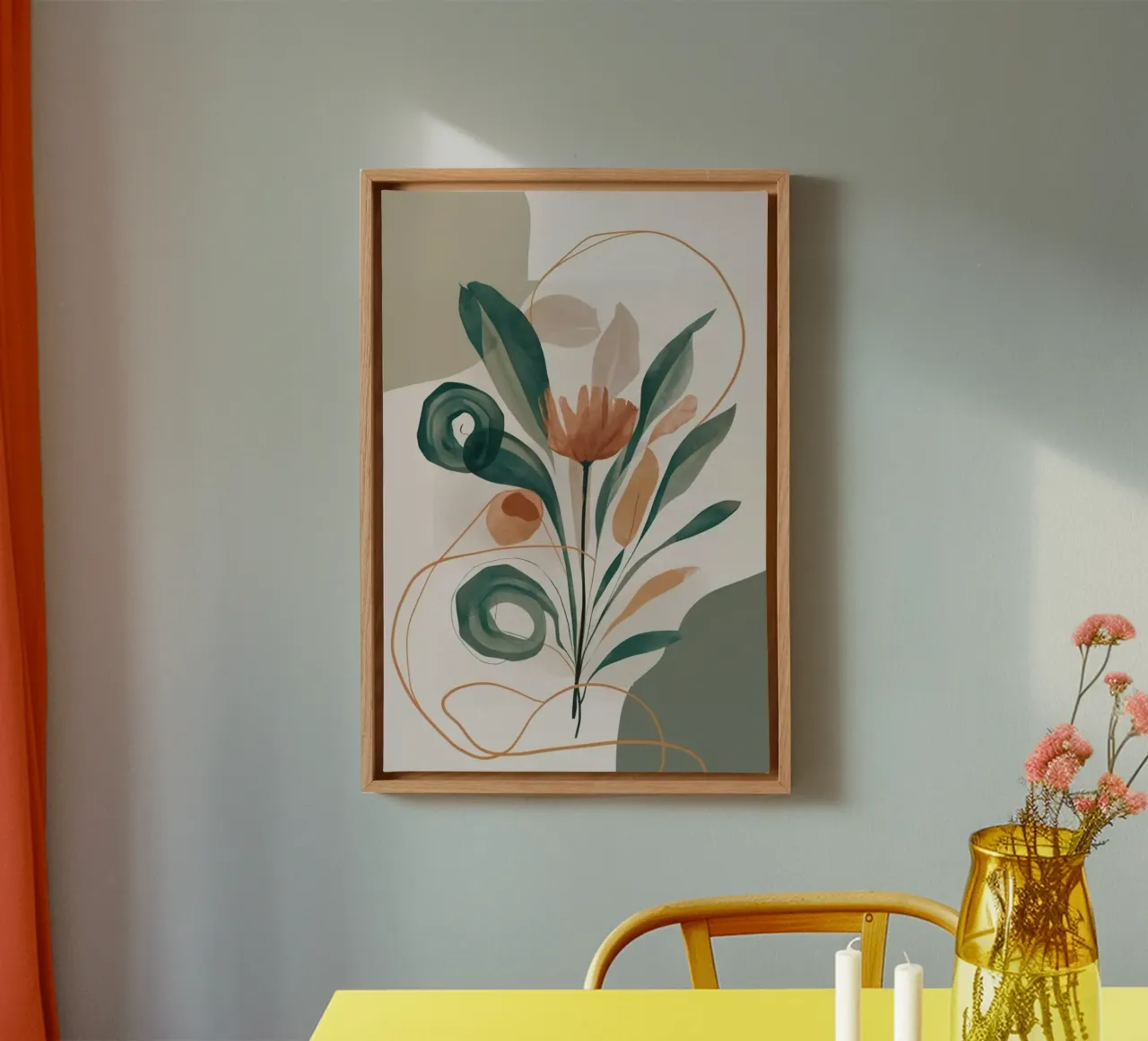 art line branch flower canvas with Floater frame by miracle