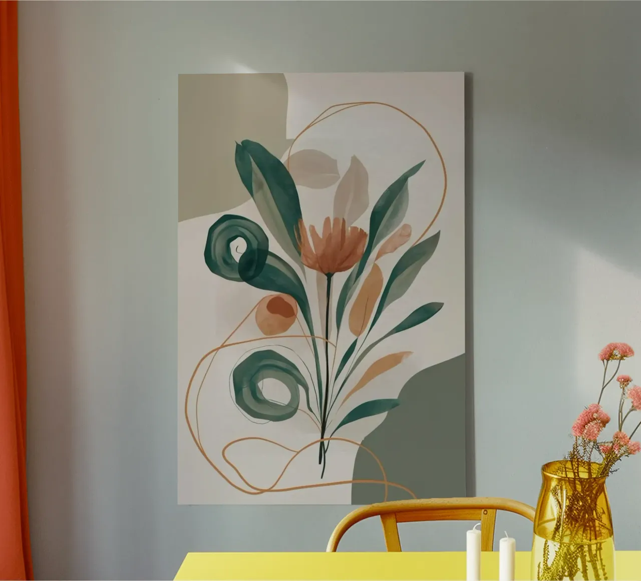 art line branch flower canvas with Floater frame by miracle