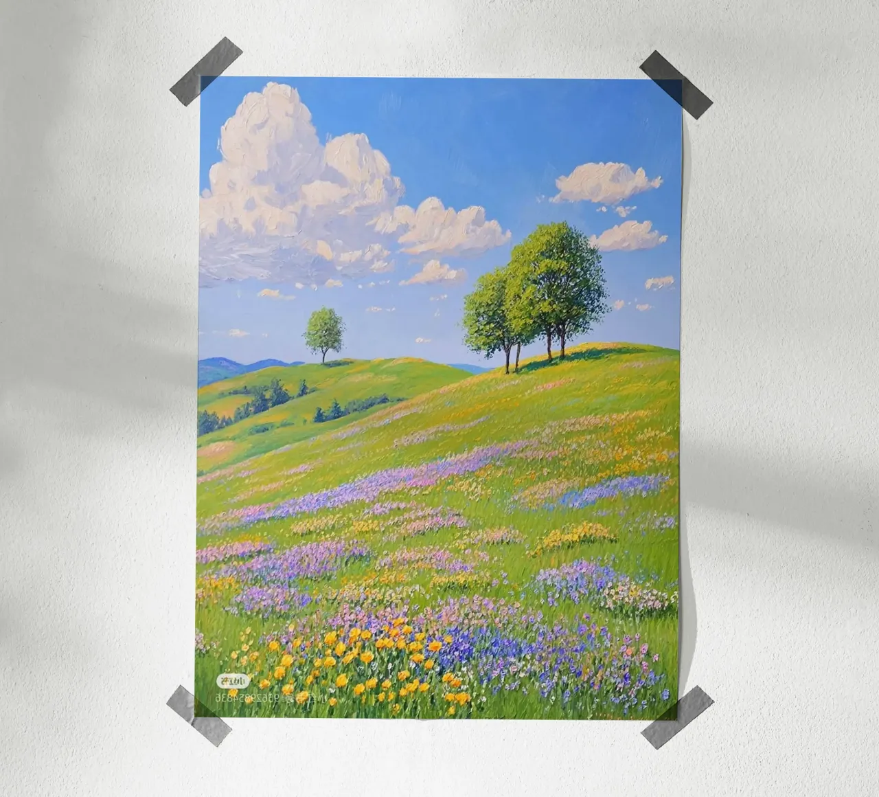 huge hill color grass poster con telaio in legno da lifeline