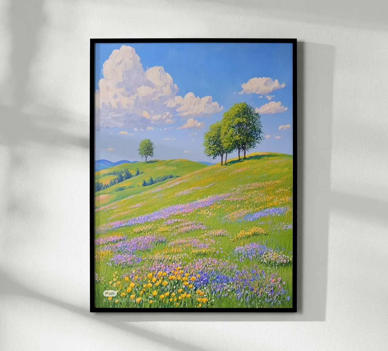 huge hill color grass poster con telaio in legno da lifeline