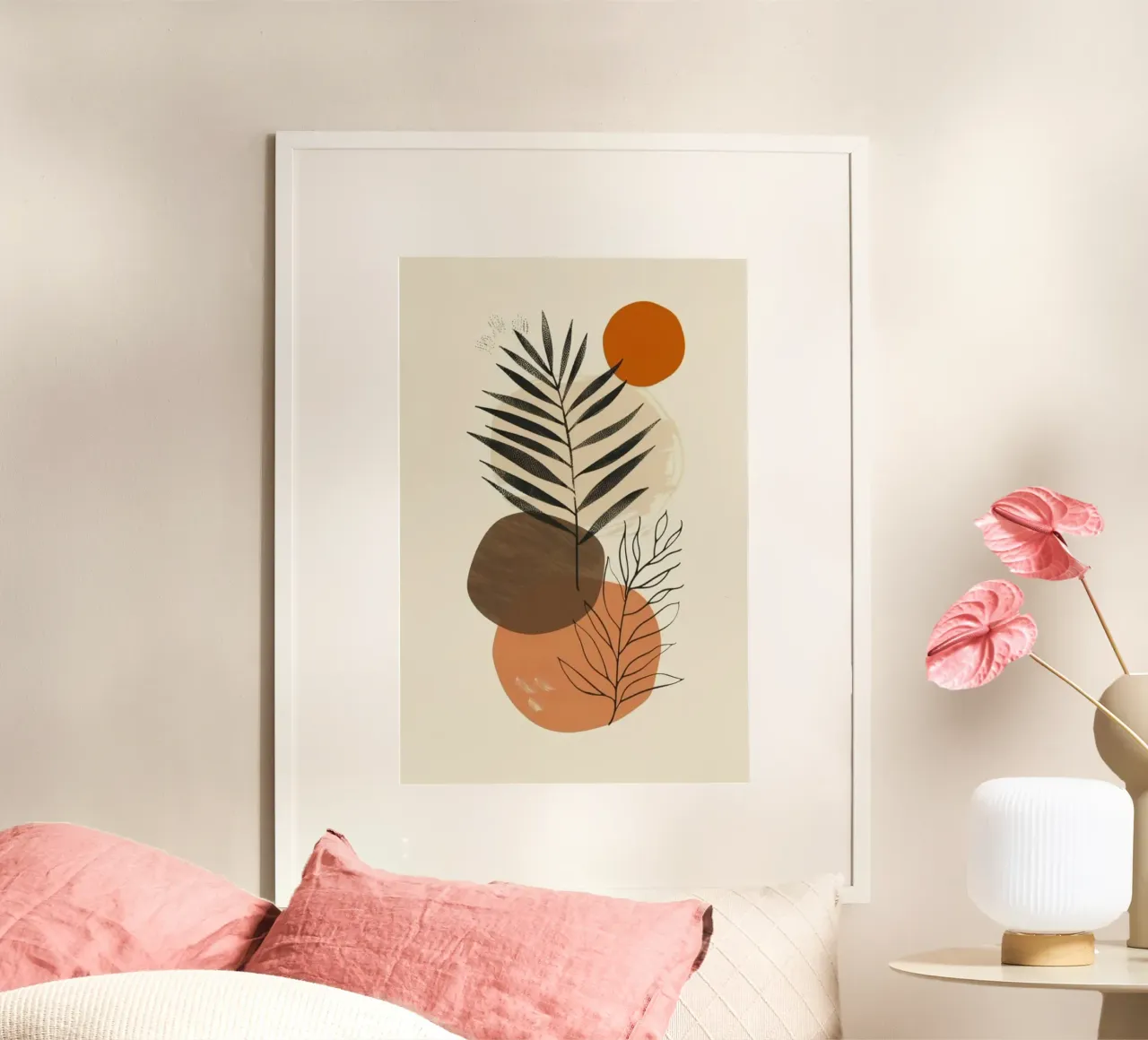 shape minimal branch leaf poster con telaio in plastica da miracle