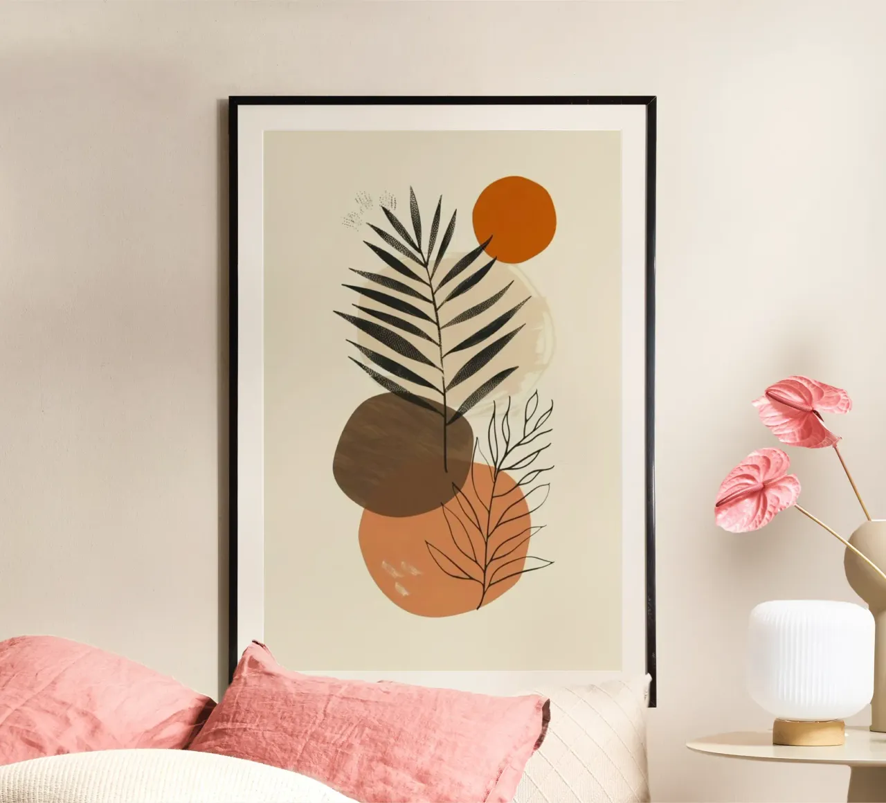 shape minimal branch leaf poster con telaio in plastica da miracle
