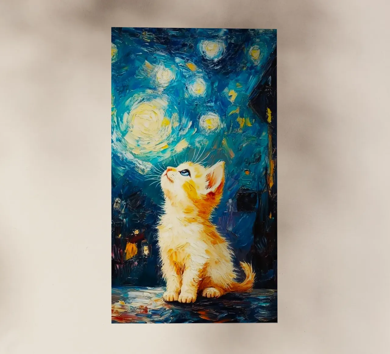 cat chill with moon and star pellicola backlit da lifeline